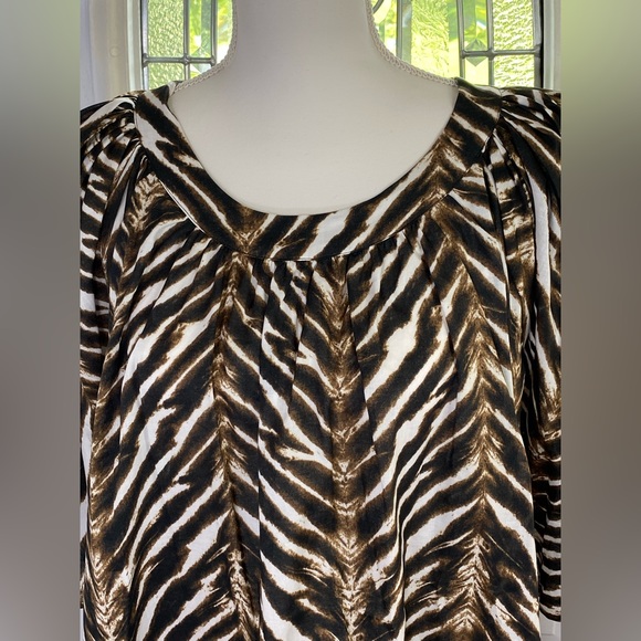 Calvin Klein Animal Print Crew Neck Short Puff Sleeve Blouse Size 3X - Picture 2 of 10